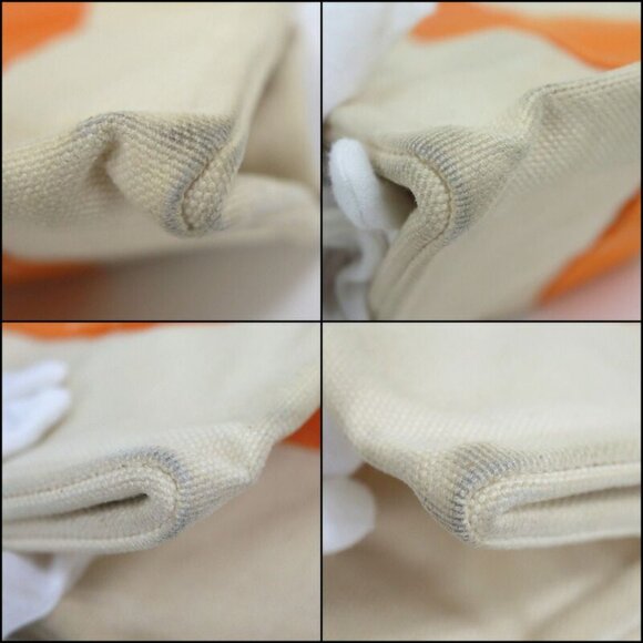 Hermes Bora PM White Orange Canvas Tote X - Picture 7 of 10